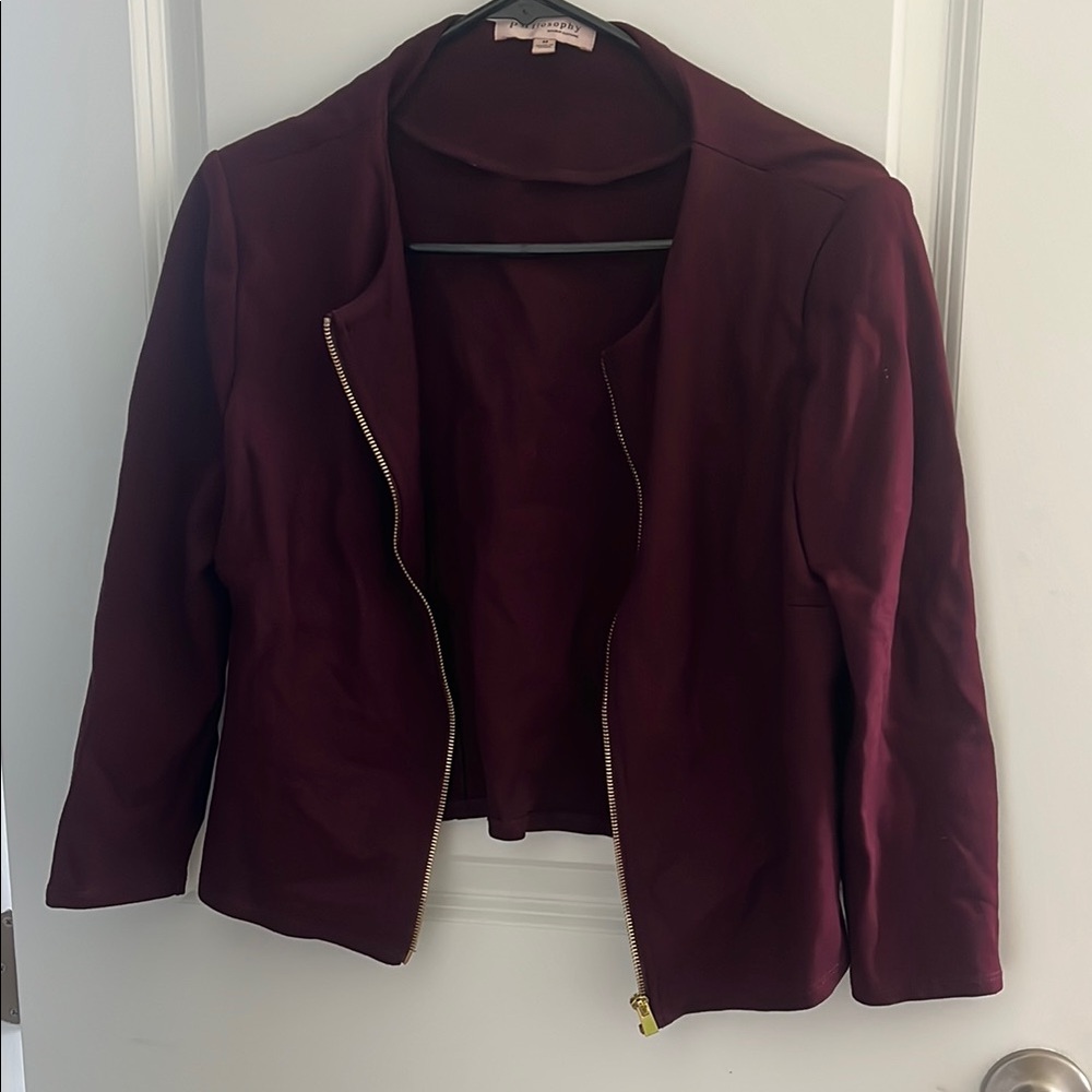 Philosophy Red Blazer Versatile Knit Suit Jacket